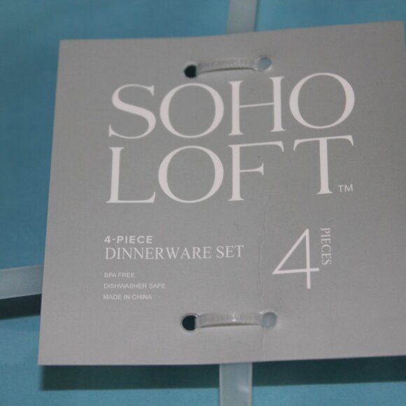 Soho Loft Blue Brown Rustic Flower Set of 4 11" Melamine Dinner Plates NWT RARE - Picture 2 of 7